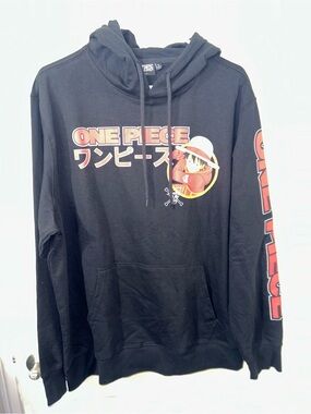 Onepiece Black Hoodie with Red Graphic Logo